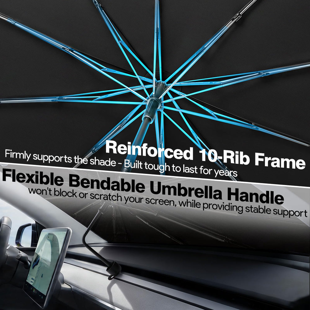 Ctinlov sunshade installed in car demonstrating cooler interior and shaded dashboard