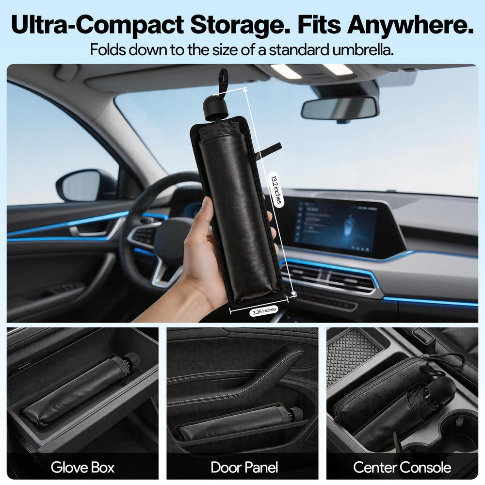 Ctinlov sunshade next to ruler showing 57x32 inch coverage for universal fit