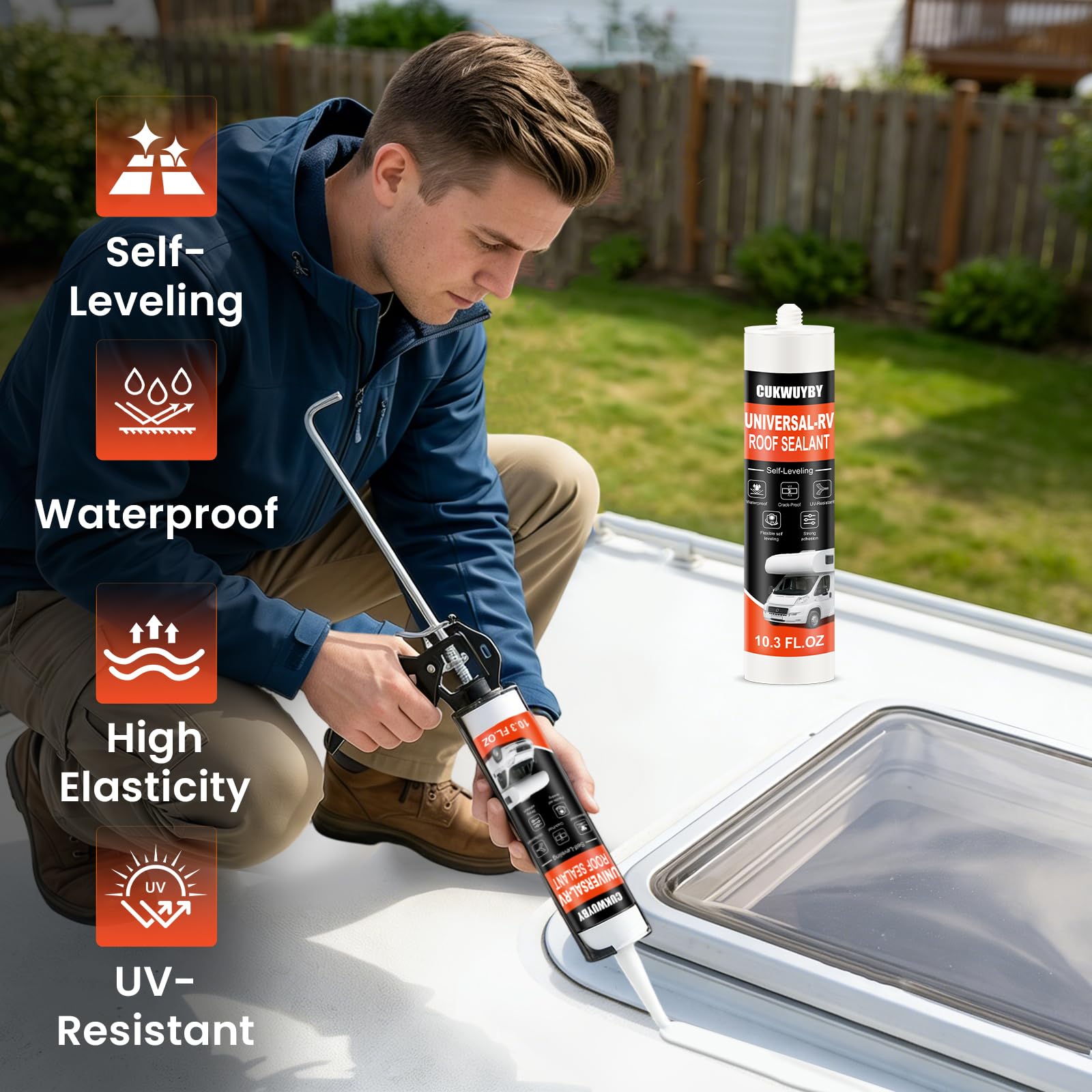 CUKWUYBY close-up of smooth self-leveling sealant bead for even coverage