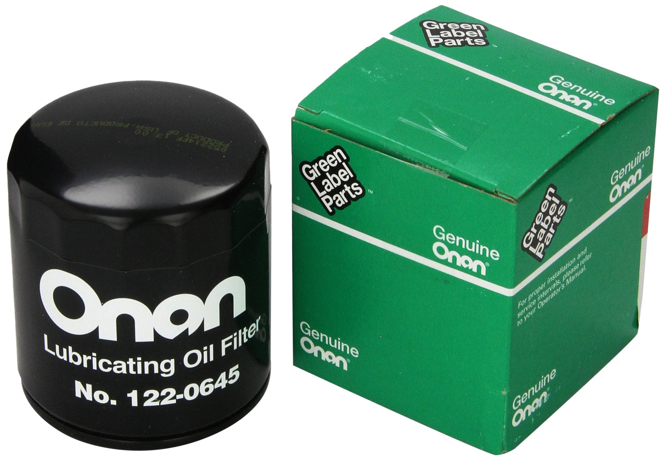 Cummins Onan oil filter front view showing durable seal and easy-fit