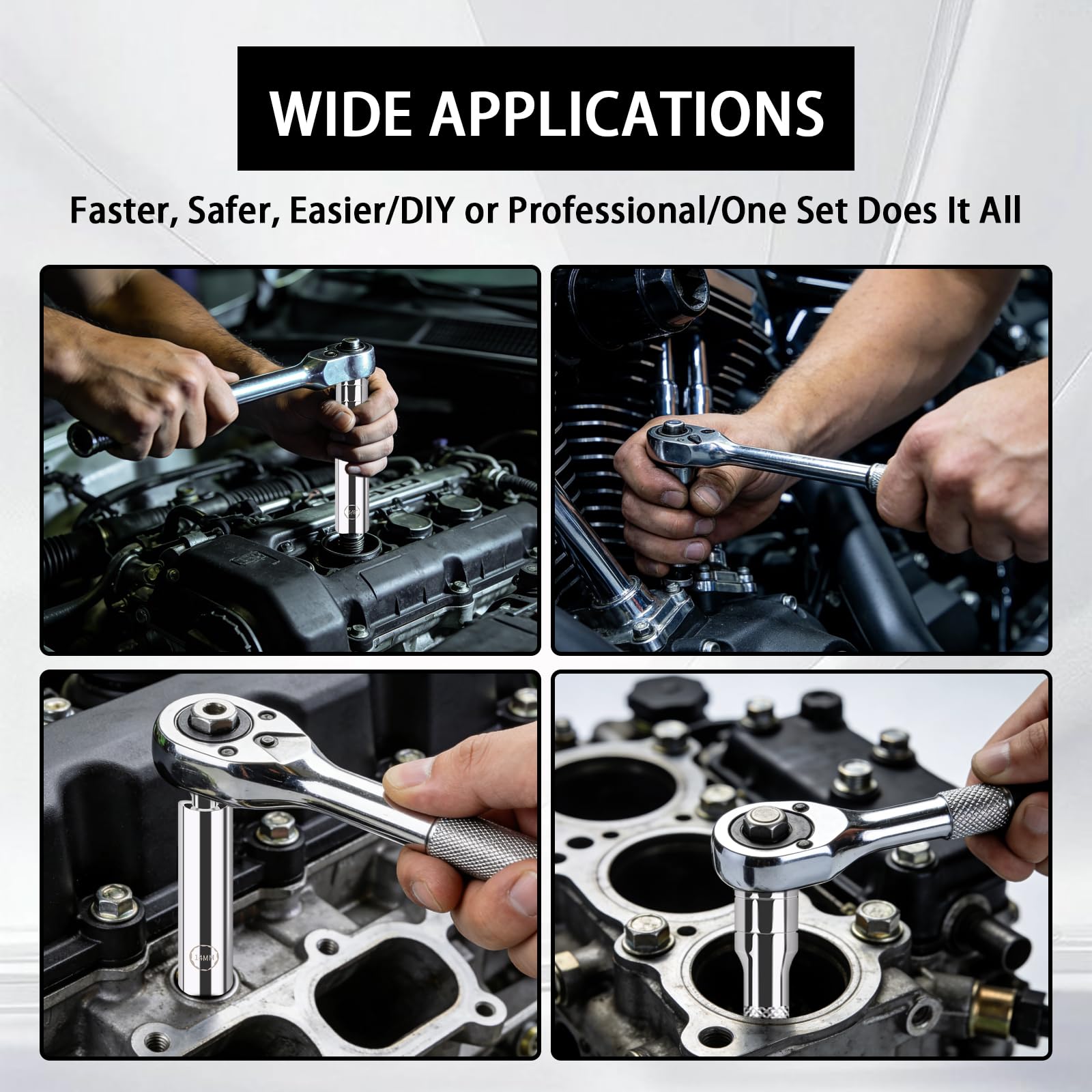 Cupbunny organized kit layout displaying all sockets and 3/8" drive for convenience