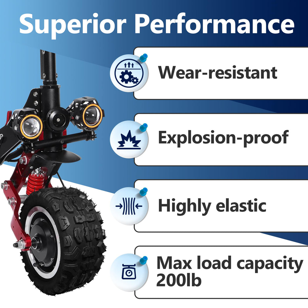 CuraceQ tire mounted on scooter wheel demonstrating fitment for VSETT 11+ benefit reliability