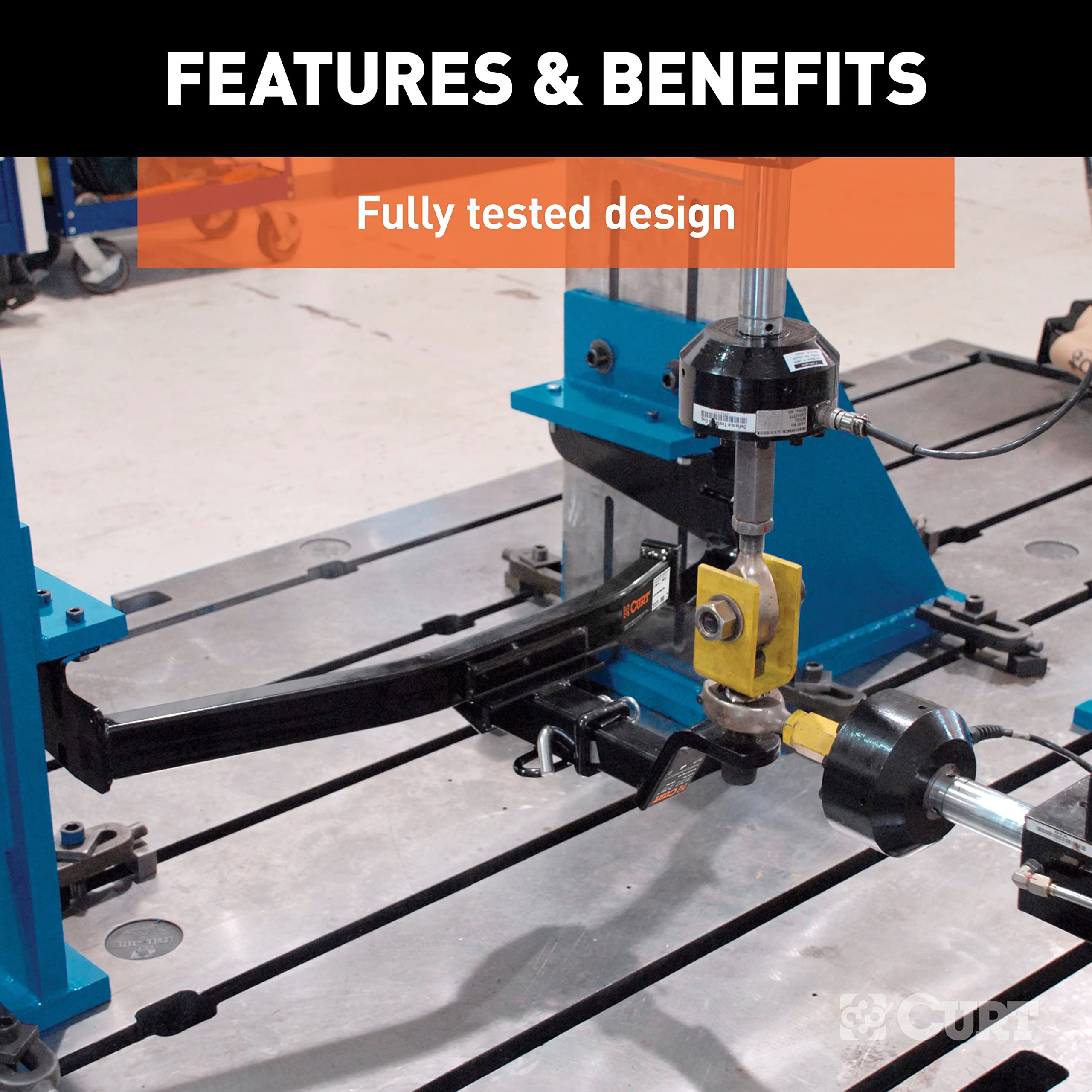 CURT hitch with ball mount installed illustrating ready-to-tow convenience