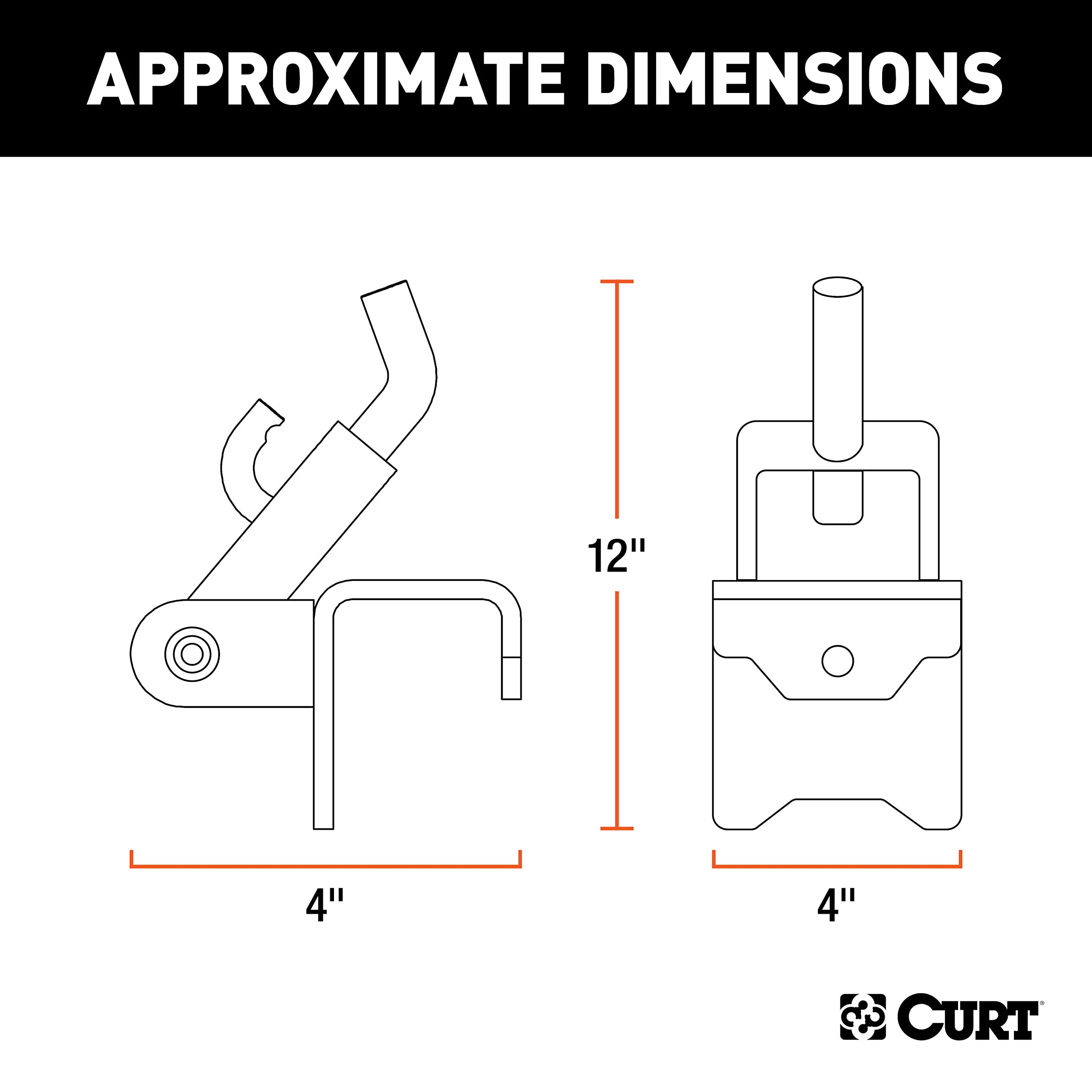 CURT 17208 close-up of snap-up design showing leverage point for easy engagement