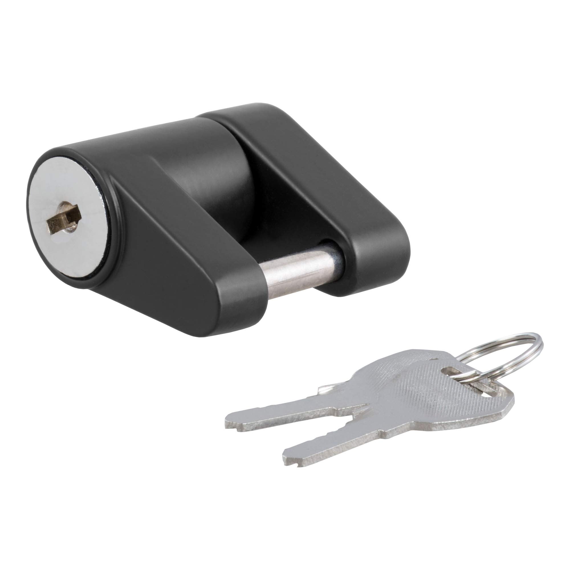 CURT front view of coupler lock showing padlock-style housing and secure fit
