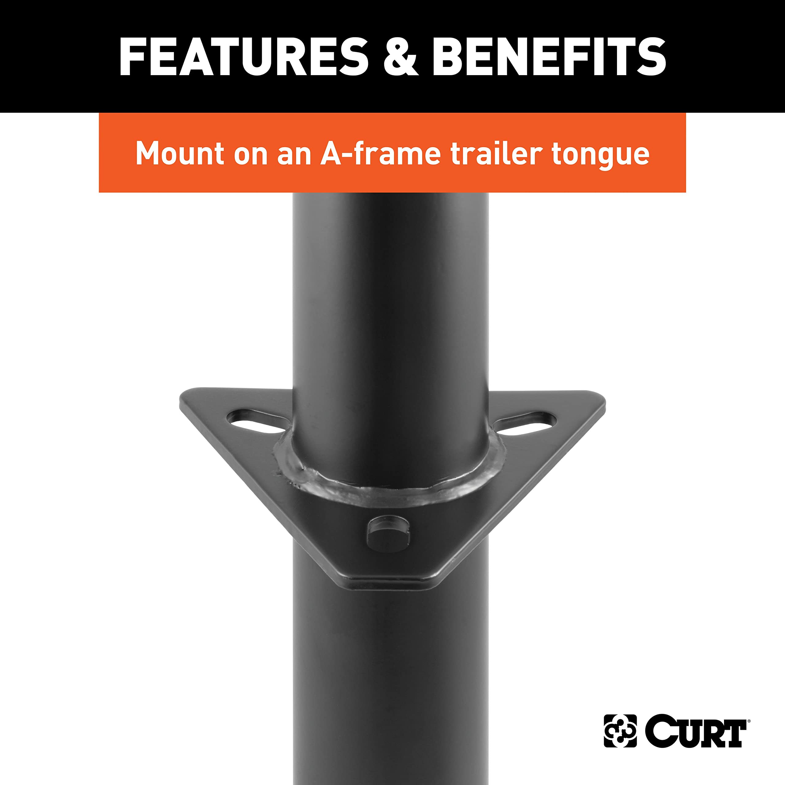 CURT 28250 fully extended to show 14 inches of vertical travel utility