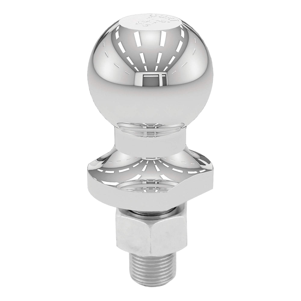 CURT 40001 front view showing polished chrome and clear size marking, durable finish benefit