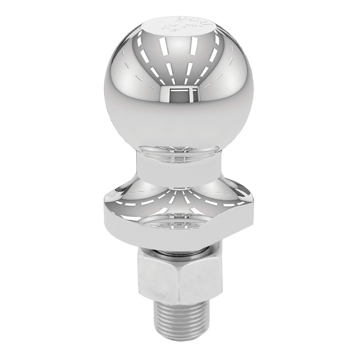 CURT 40001 front view showing polished chrome and clear size marking, durable finish benefit