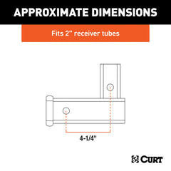 CURT 45013 horizontal tube detail showing 2" receiver opening for standard accessories
