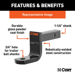 CURT 45028 ball hole detail showing 3/4-inch hole ready for trailer ball