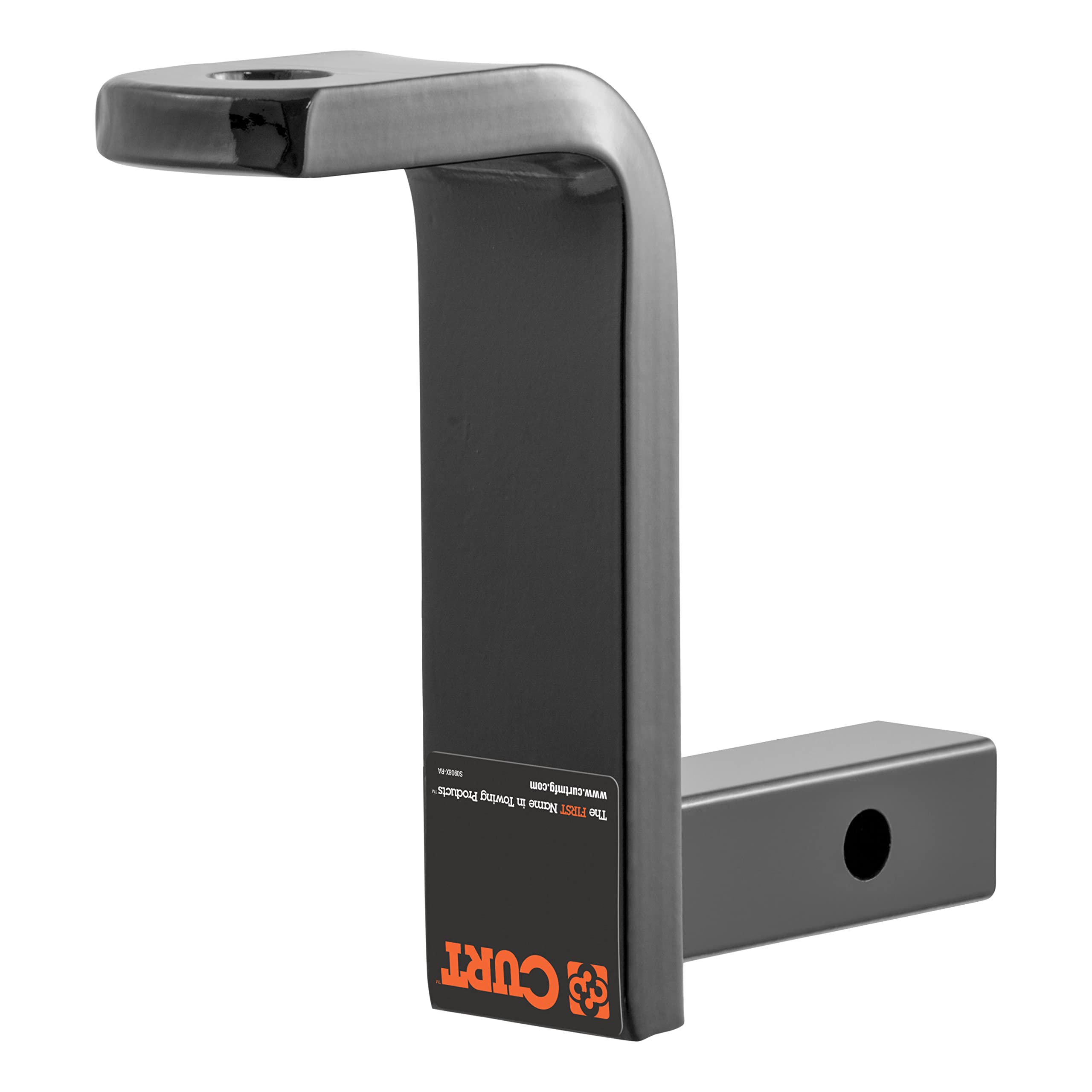 CURT 45028 side profile illustrating 6-inch drop and 5-9/16-inch length benefit
