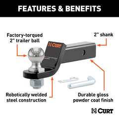CURT shank and included pin detail showing easy receiver attachment