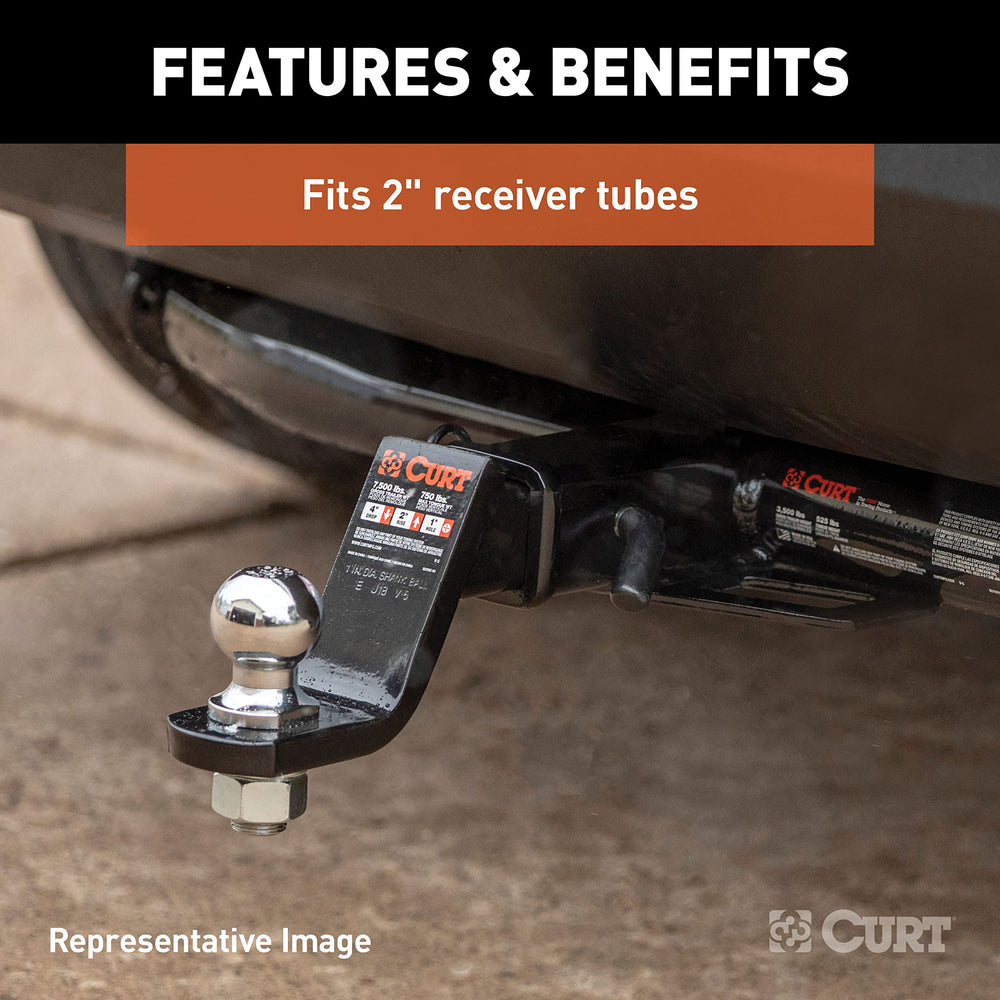 CURT 45056 installed in a 2-inch receiver demonstrating secure pin-and-clip attachment