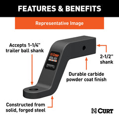 CURT mounted on truck receiver, enables safe commercial towing