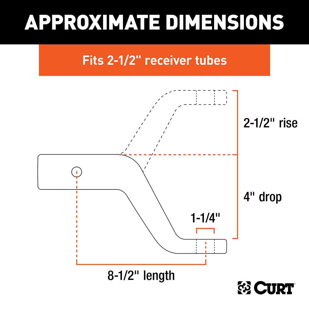 CURT close-up of 2.5-inch shank demonstrating secure receiver fit and durability