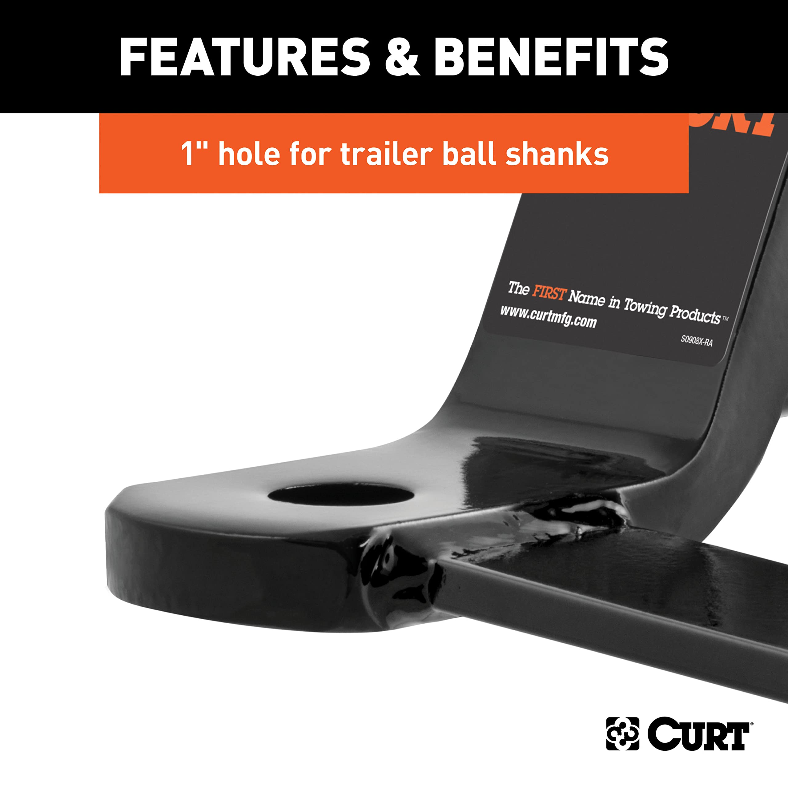 CURT 45820 gloss black powder-coat texture close-up for corrosion resistance
