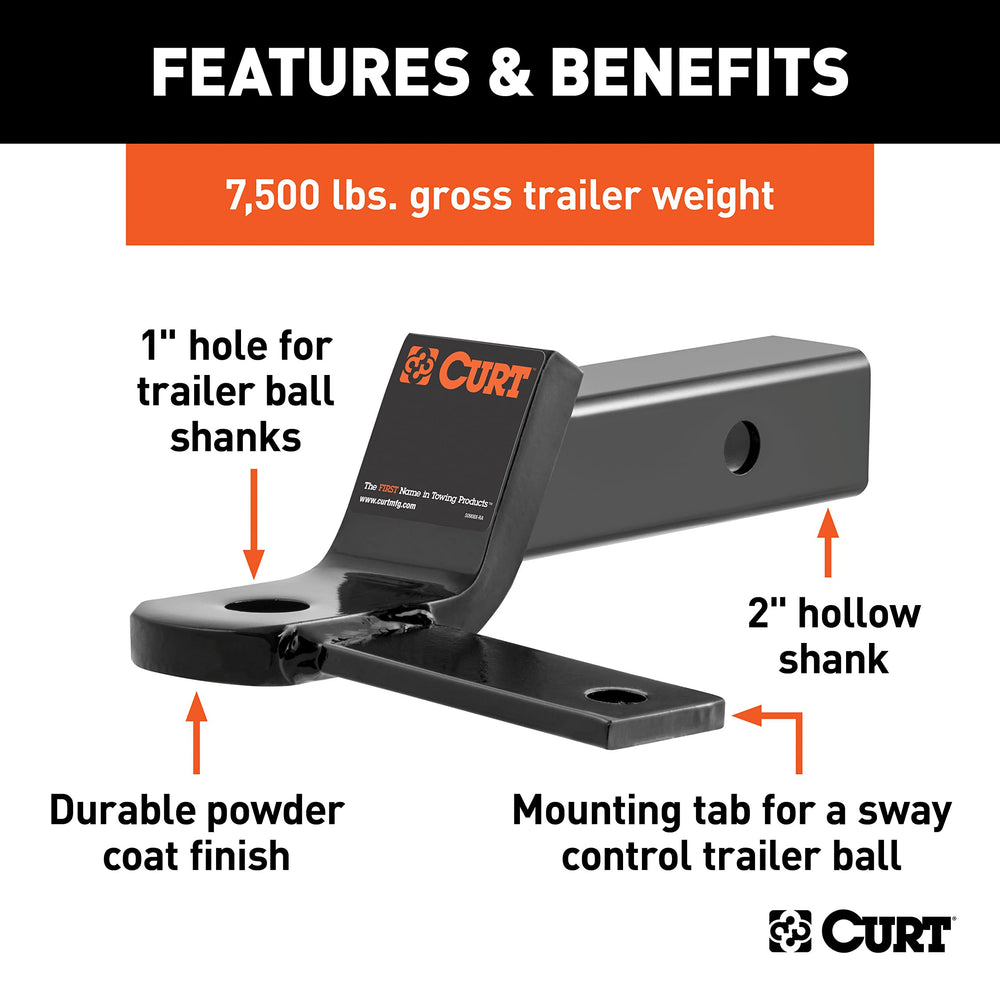 CURT 45820 trailer ball platform top view showing 1-inch ball hole benefit