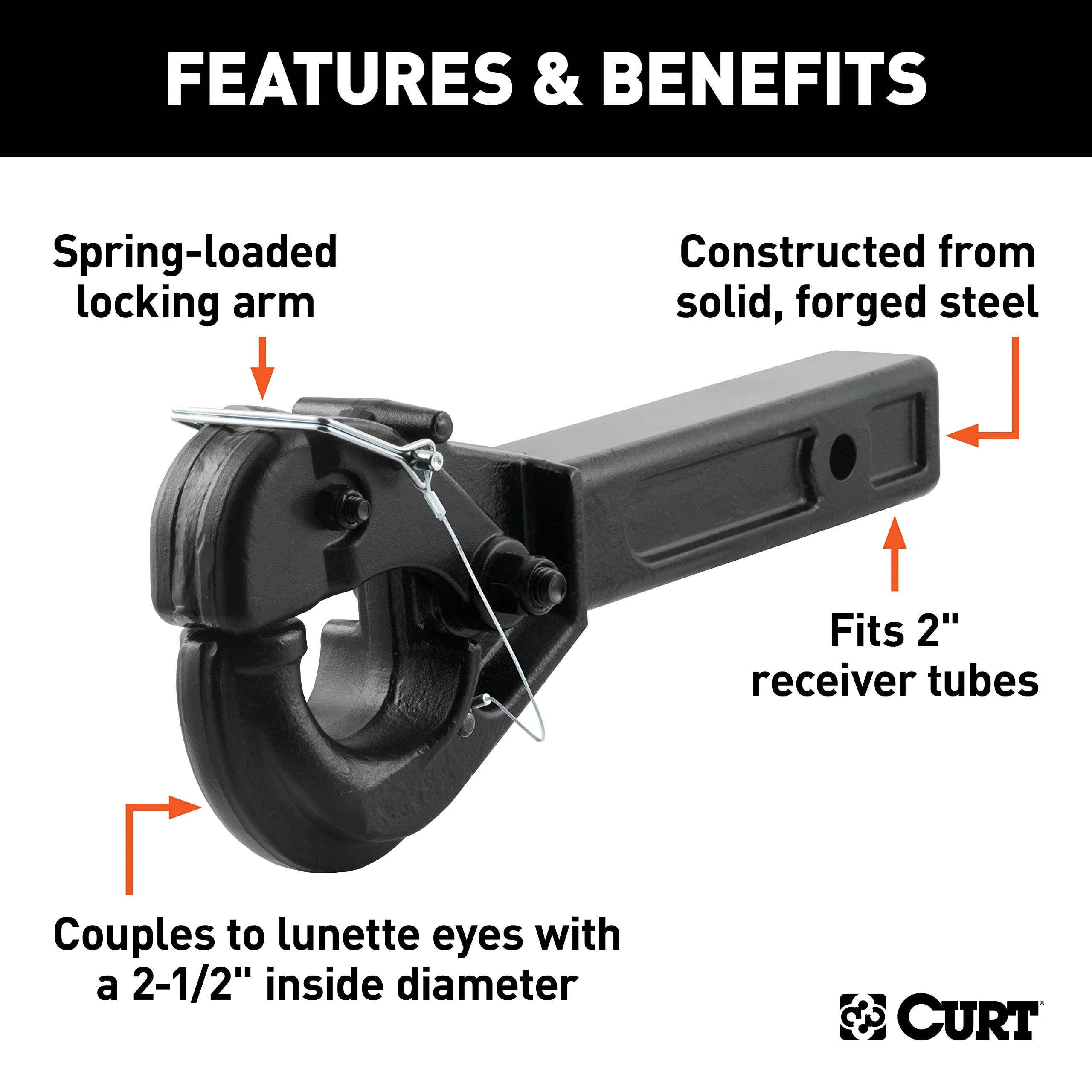 CURT 48004 side profile of forged shank showing strength and durability