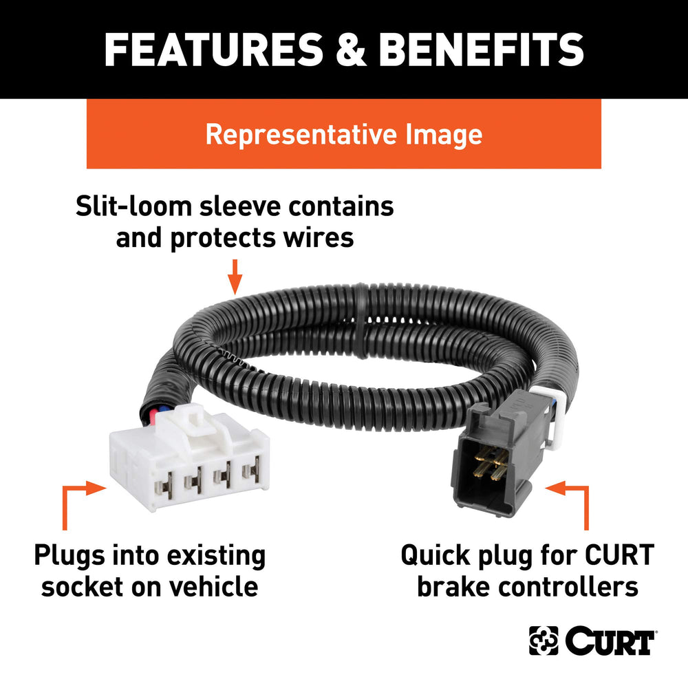 CURT 51452 slit-loom sleeve detail protecting wires from abrasion