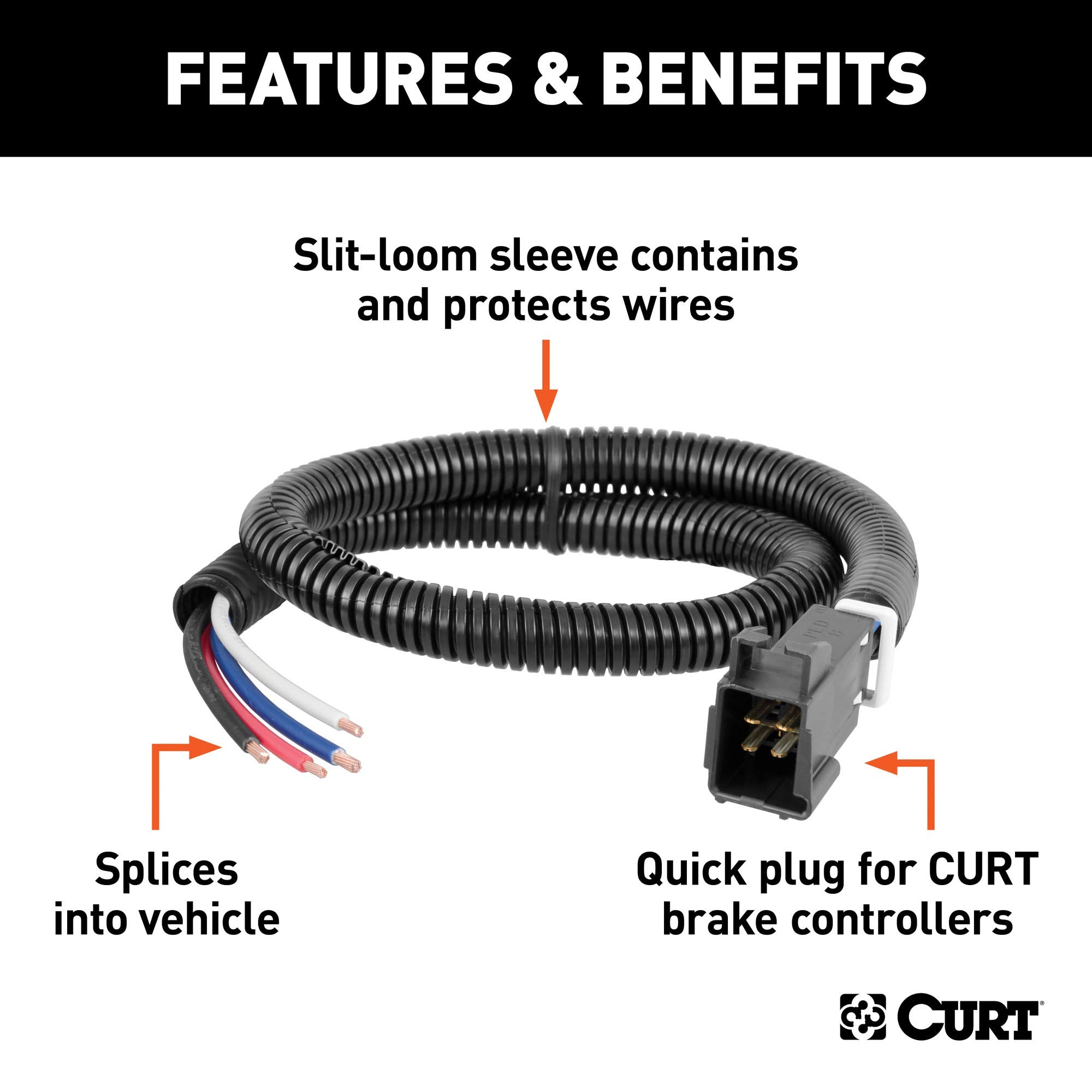 CURT 51516 color-coded 12-gauge wires detail for accurate splicing and reliable power