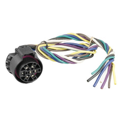CURT 56229 front connector close-up showing durable socket and clear wiring identifiers for reliable connection