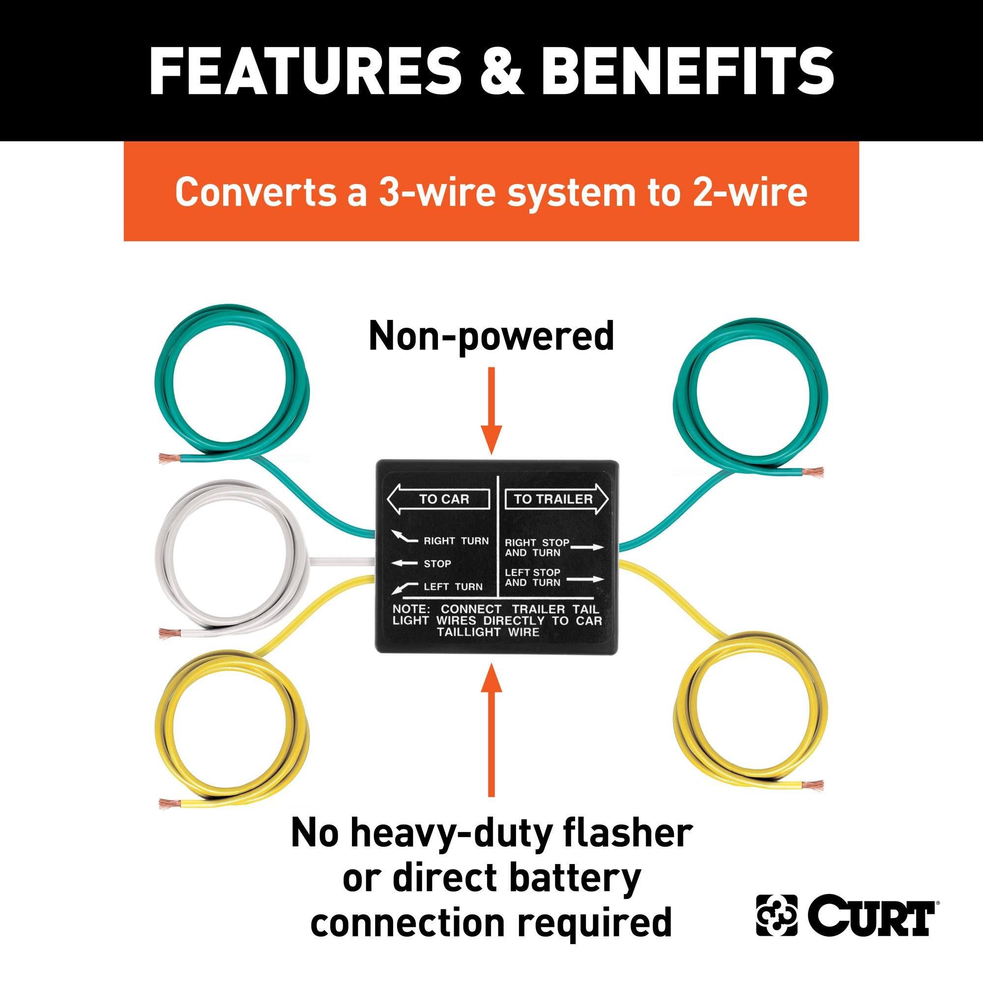 CURT 58240 color-coded wire close-up for fast splicing and clear circuit identification during installation