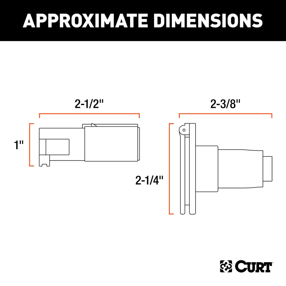 CURT 58671 close-up of die-cast housing illustrating rugged durability and impact resistance