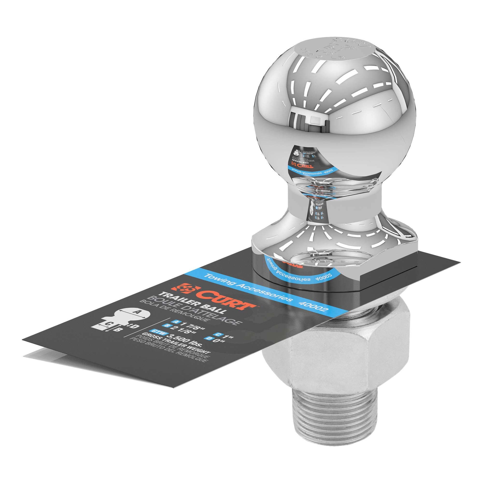 CURT ball installed on a ball mount demonstrating proper fit and towing readiness