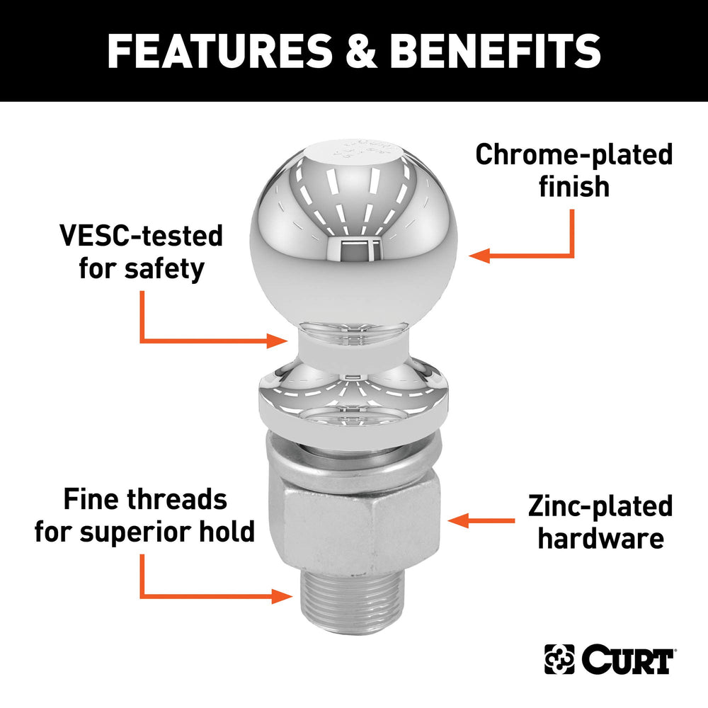CURT shank and fine threads detail showing secure fit and improved holding strength