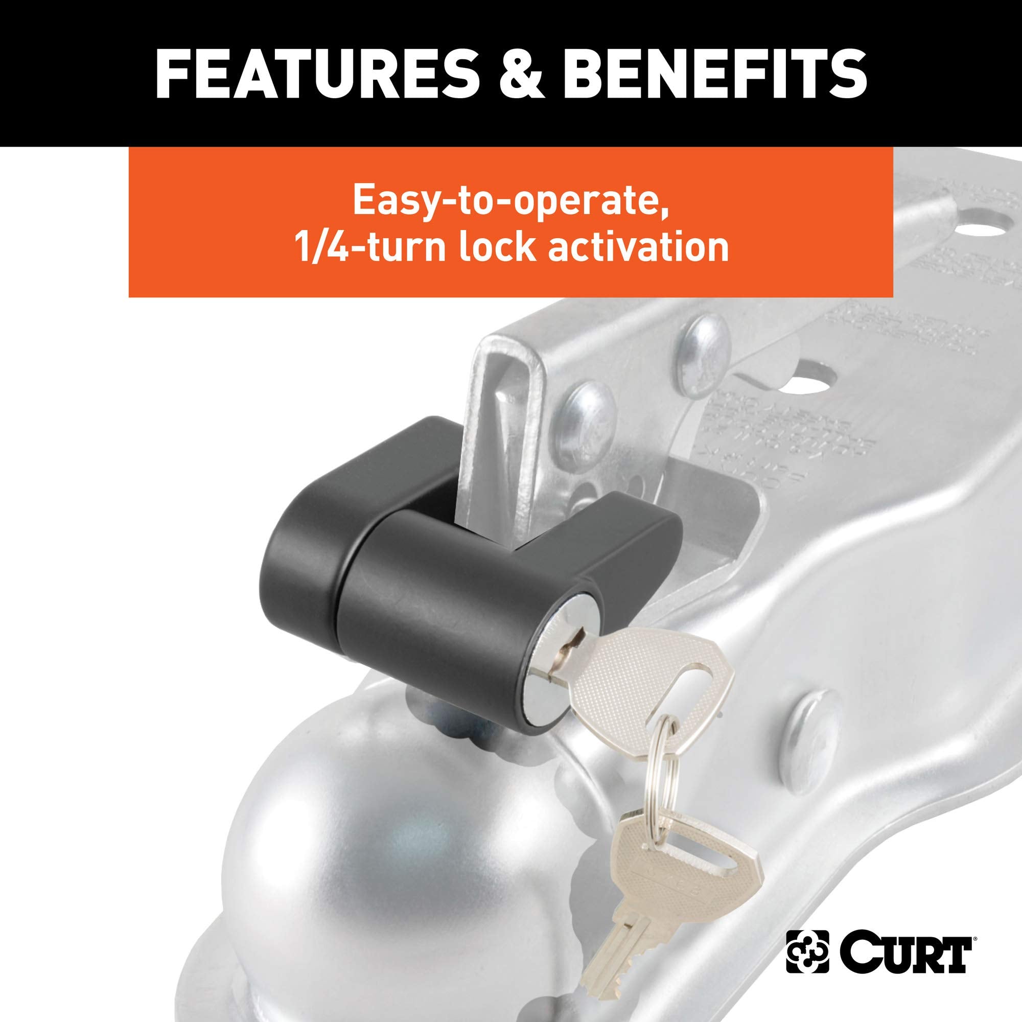 CURT black finish detail highlighting weather-resistant protective coating