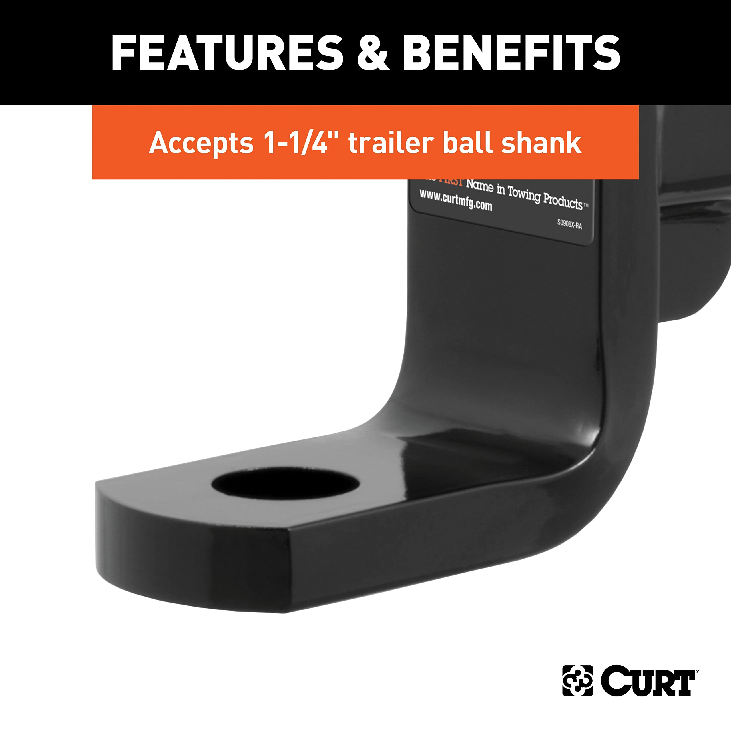 CURT class 4 ball mount installed in receiver showing compatibility and easy fit