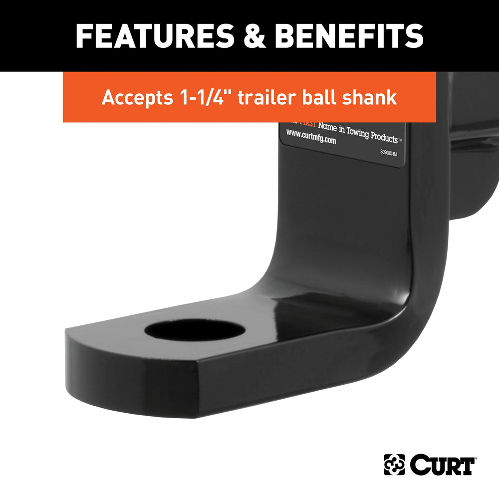 CURT class 4 ball mount installed in receiver showing compatibility and easy fit