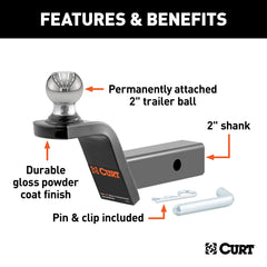 CURT Fusion 45155 polished chrome 2-inch ball close-up for smooth coupler contact