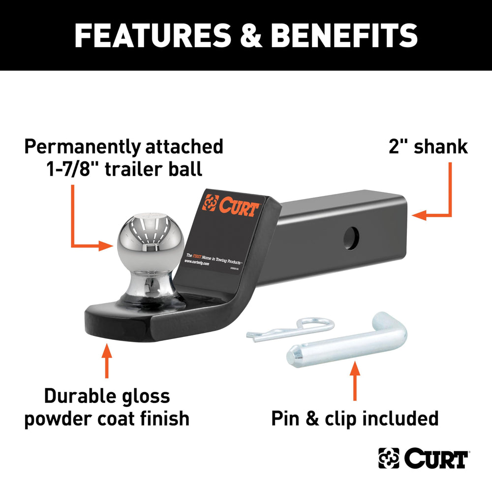 CURT Fusion ball close-up showing 1-7/8" trailer ball and secure fit