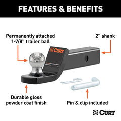 CURT Fusion ball close-up showing 1-7/8" trailer ball and secure fit