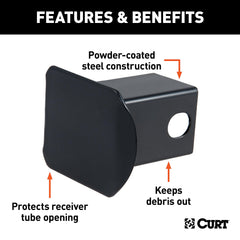 CURT side profile of hitch cover highlighting secure fit and low profile