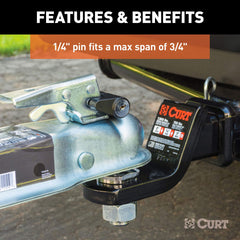 CURT two keys beside lock showing included spare for convenience