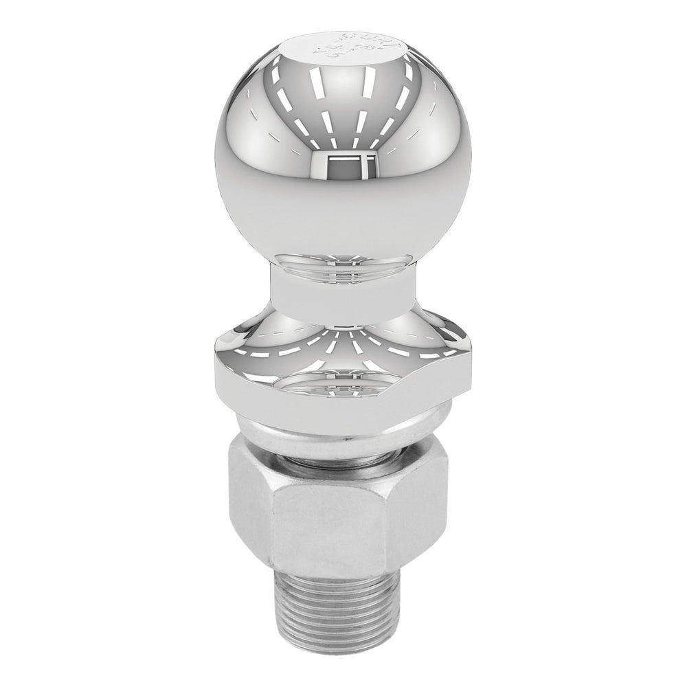 CURT trailer ball connected to trailer coupler showing dependable towing connection