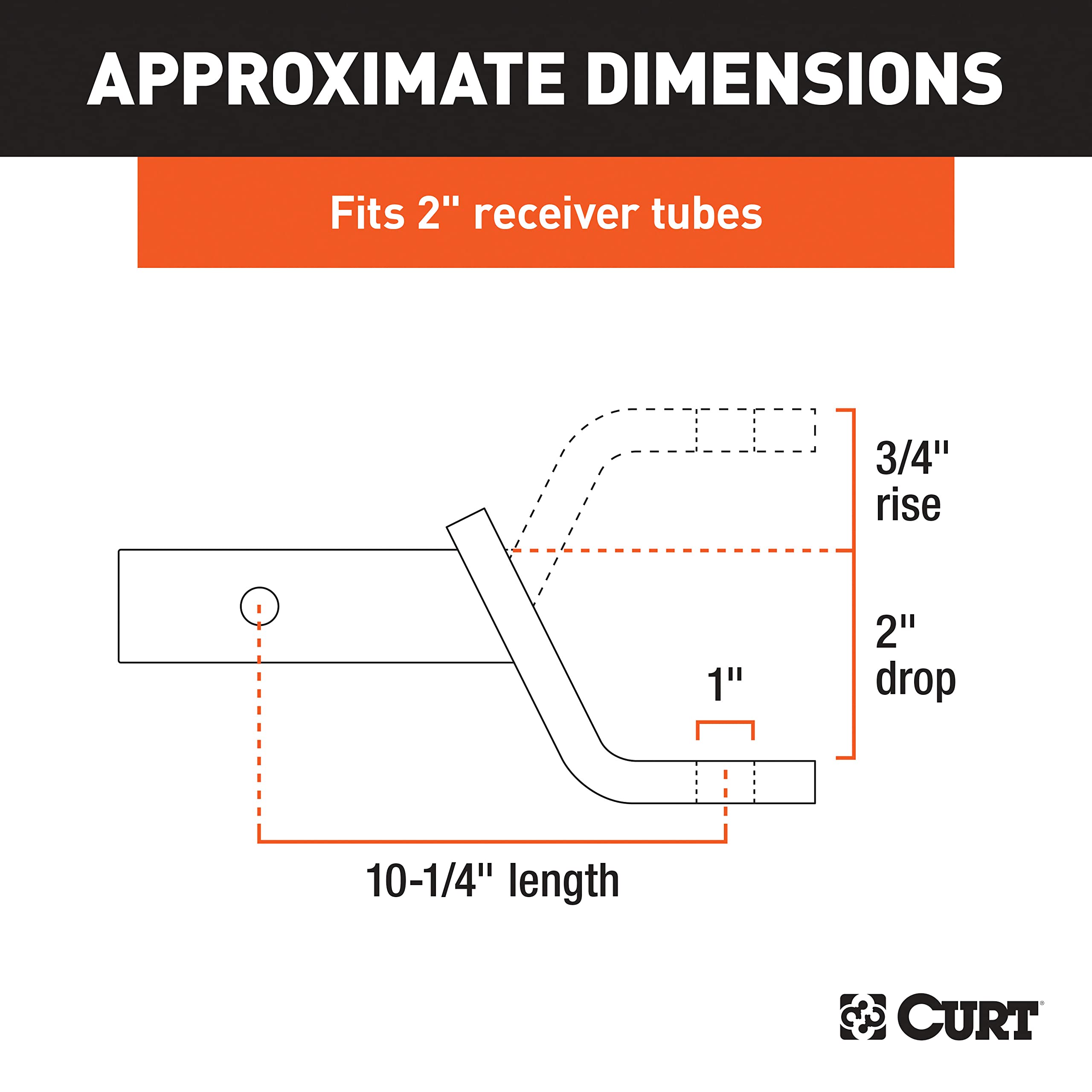 CURT side profile of 2x2 shank demonstrating easy insertion into receiver