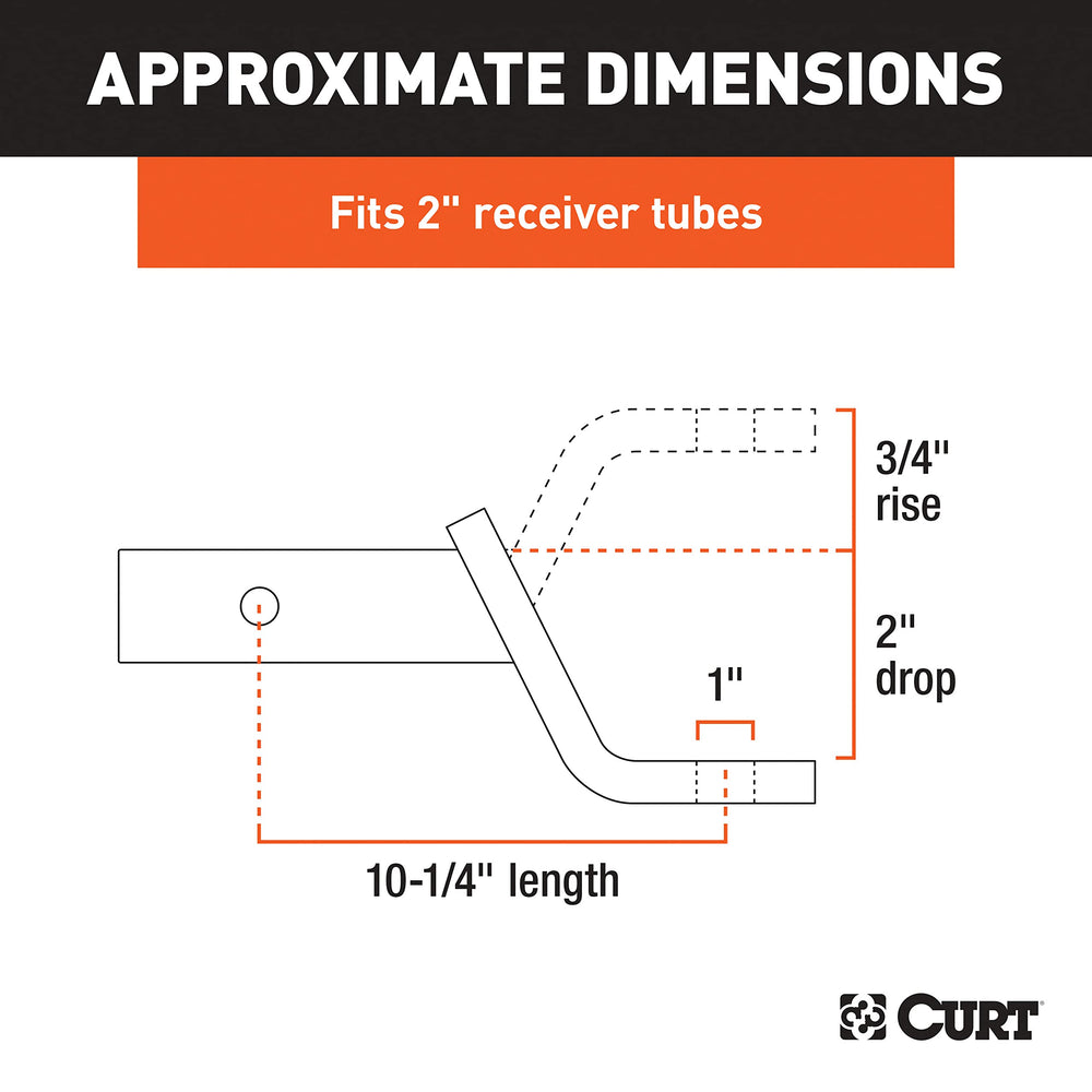CURT side profile of 2x2 shank demonstrating easy insertion into receiver
