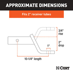 CURT side profile of 2x2 shank demonstrating easy insertion into receiver