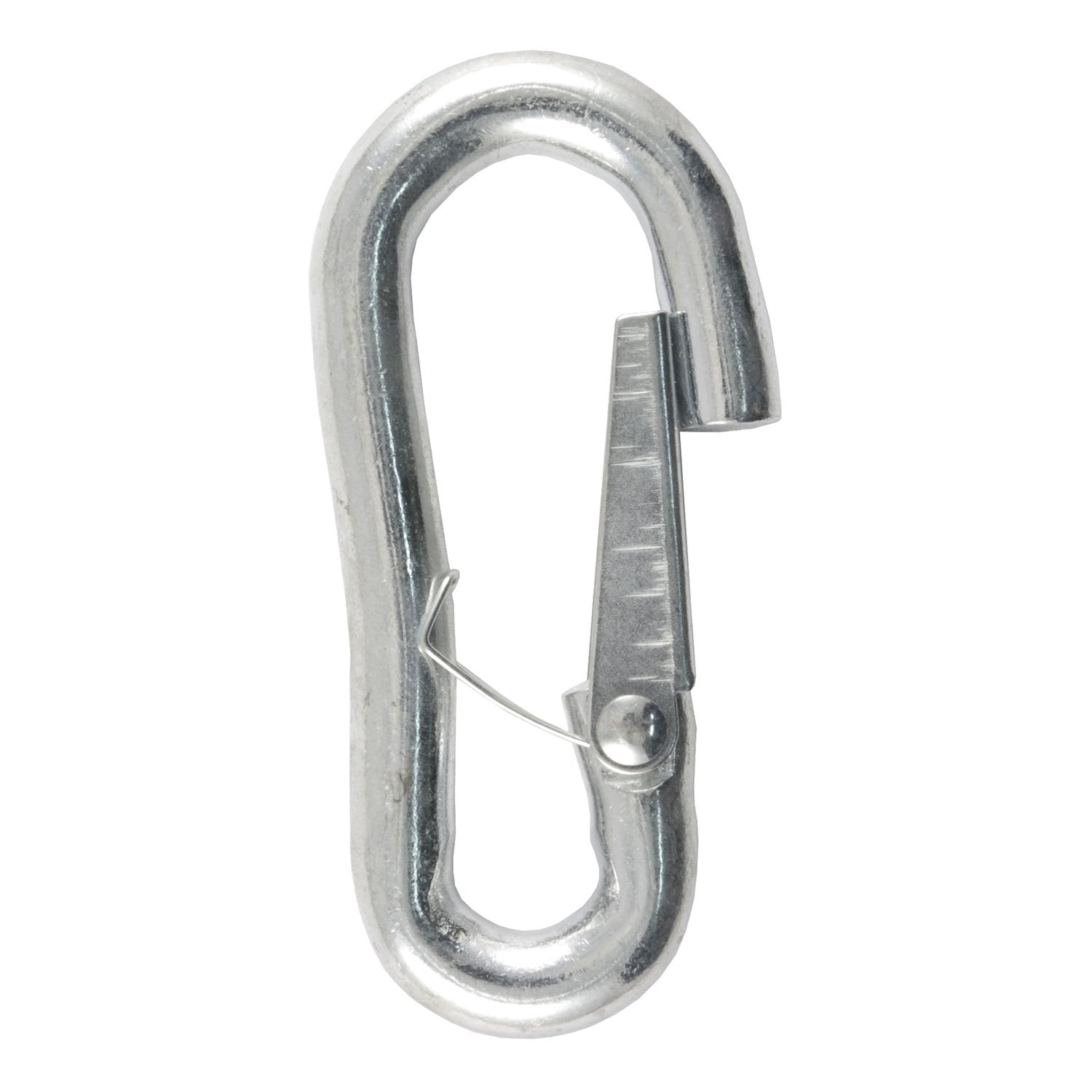 CURT snap hook connected to trailer in lifestyle setting for confidence towing