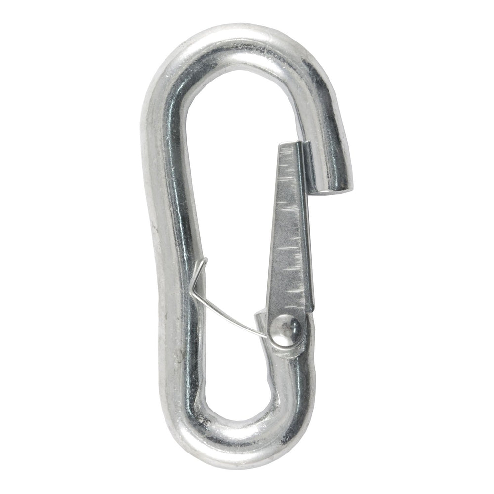 CURT snap hook connected to trailer in lifestyle setting for confidence towing