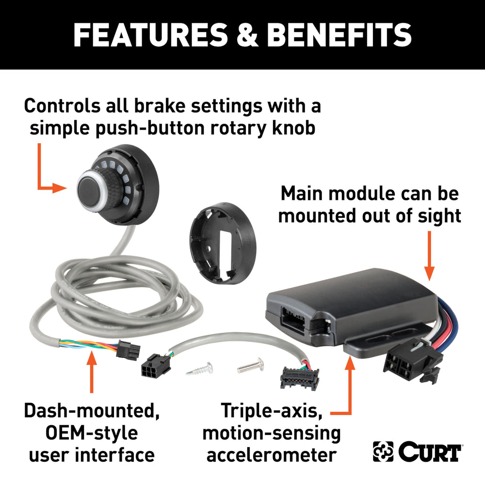 CURT knob in vehicle lifestyle shot offering OEM look and easy user operation benefit