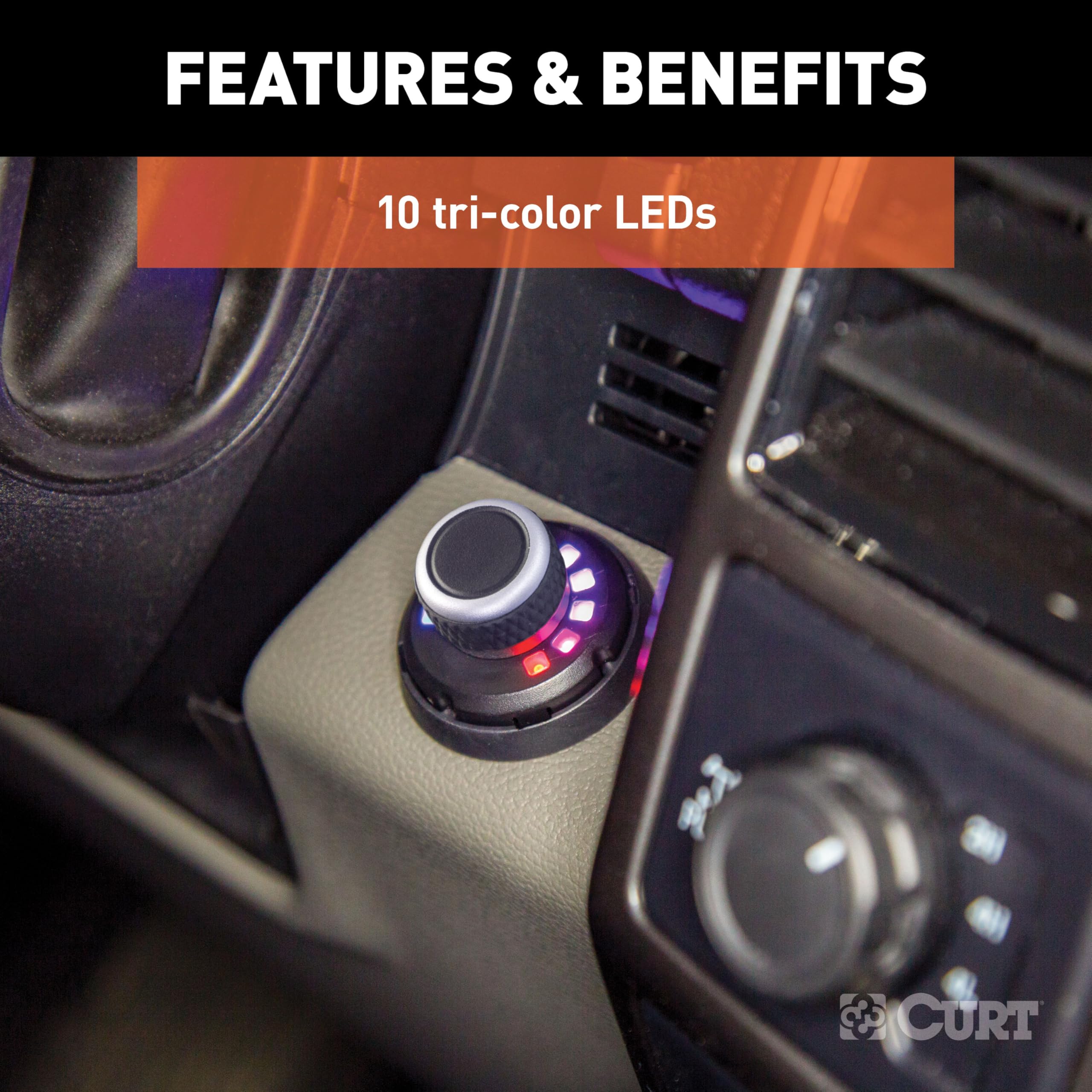 CURT knob mounted in SUV console demonstrating seamless integration and clean appearance
