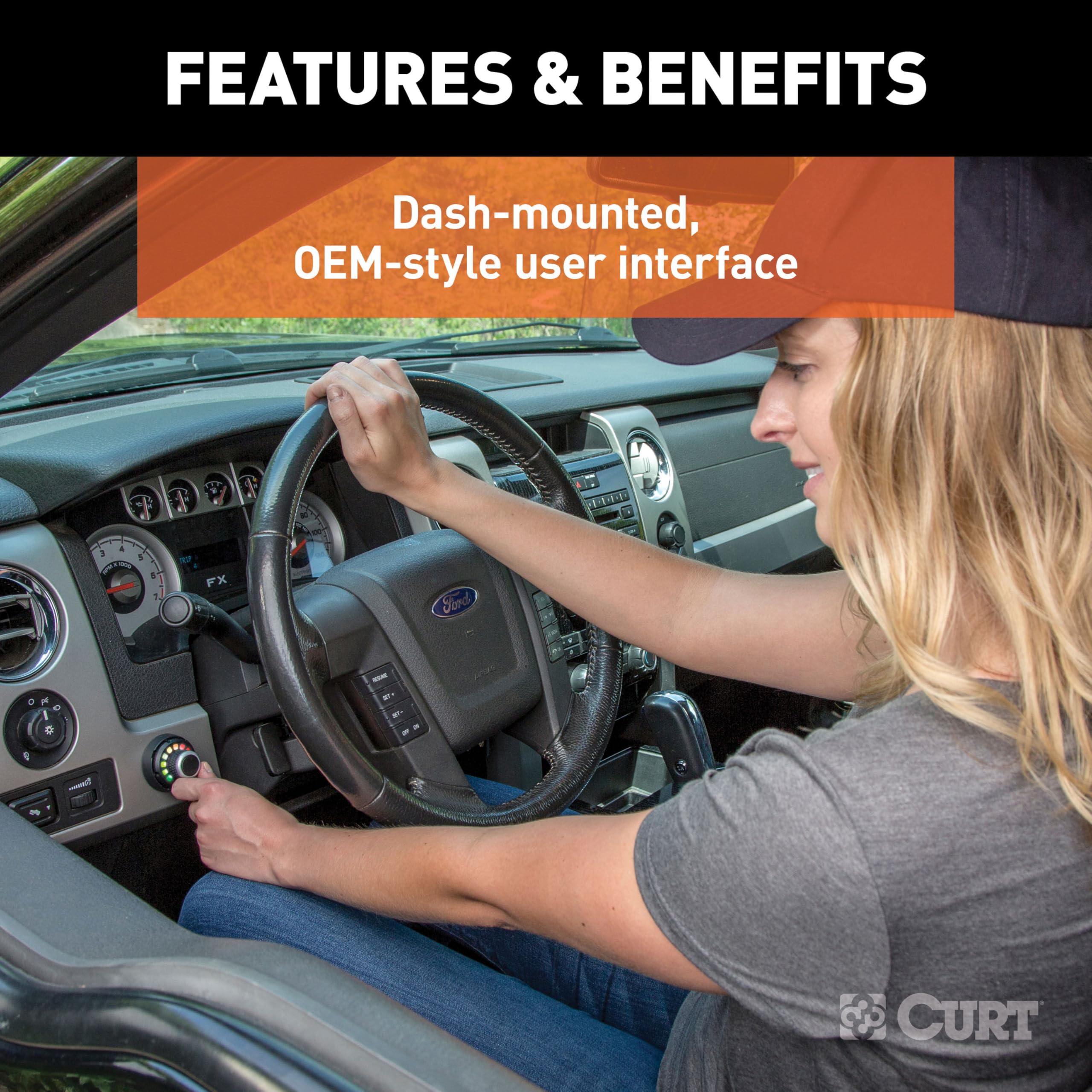 CURT triple-axis sensor graphic illustrating responsive braking and hill compensation
