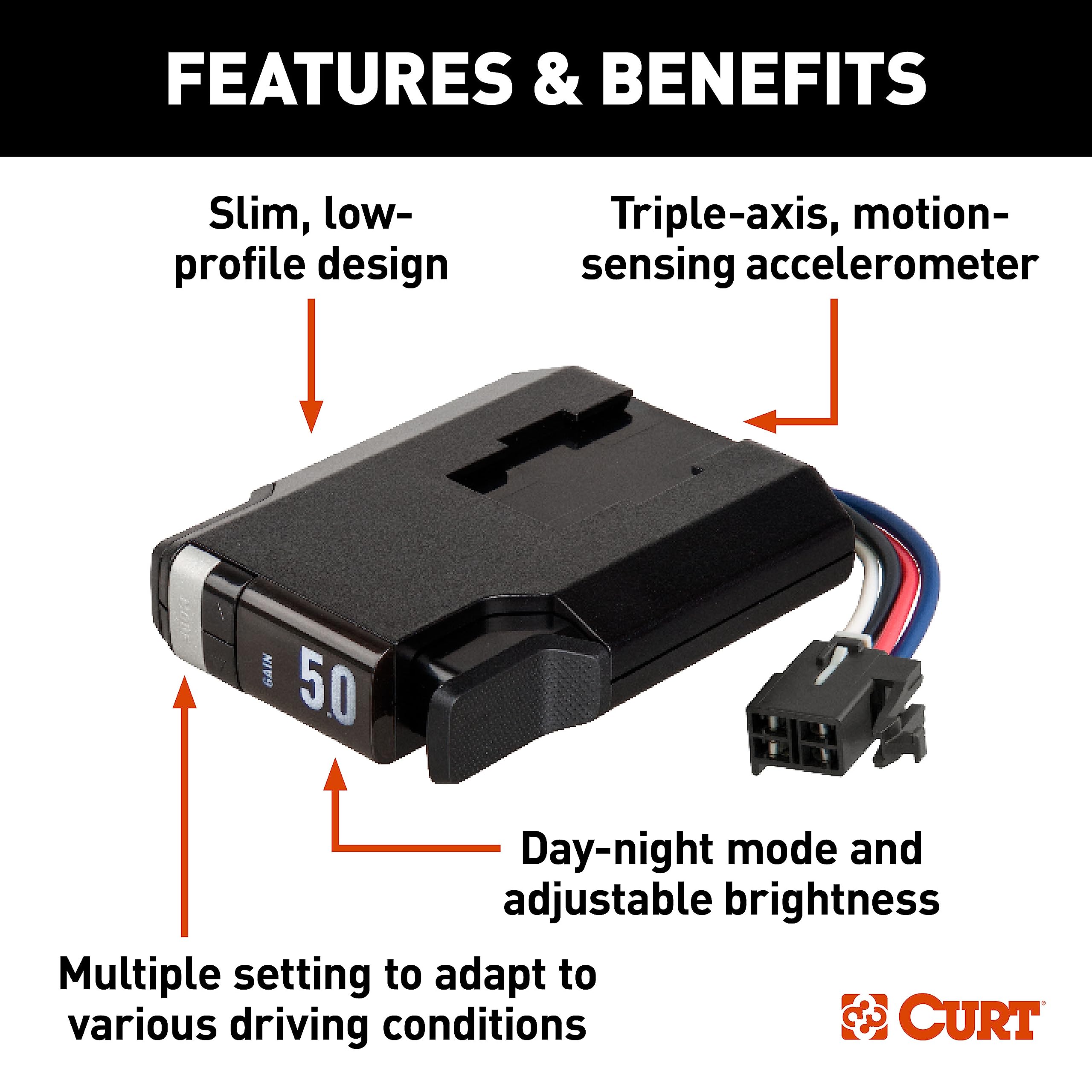 CURT mounting bracket image highlighting low-profile dash clearance benefit