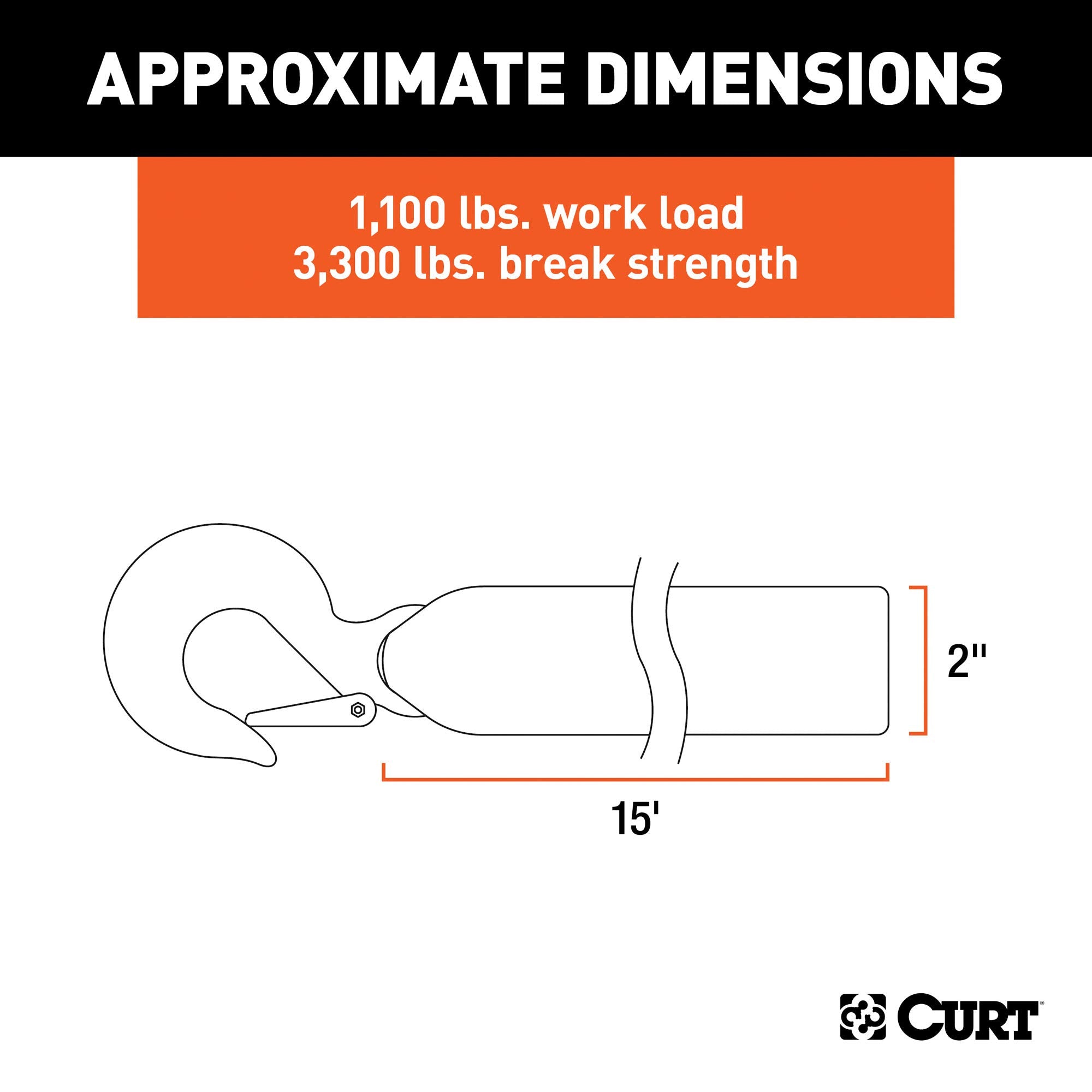 CURT zinc snap hook close-up showing corrosion resistance and secure latch