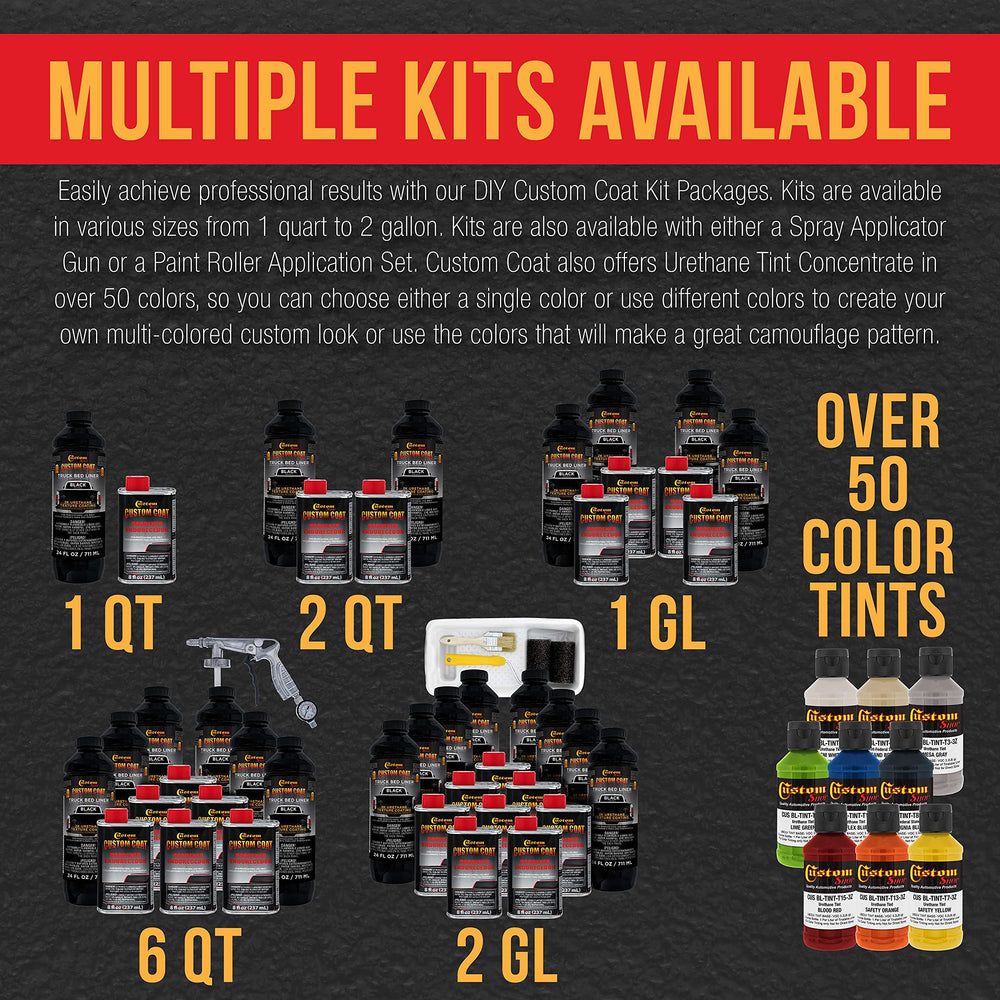 Custom Coat labeled cans and hardener displaying included components for easy mixing