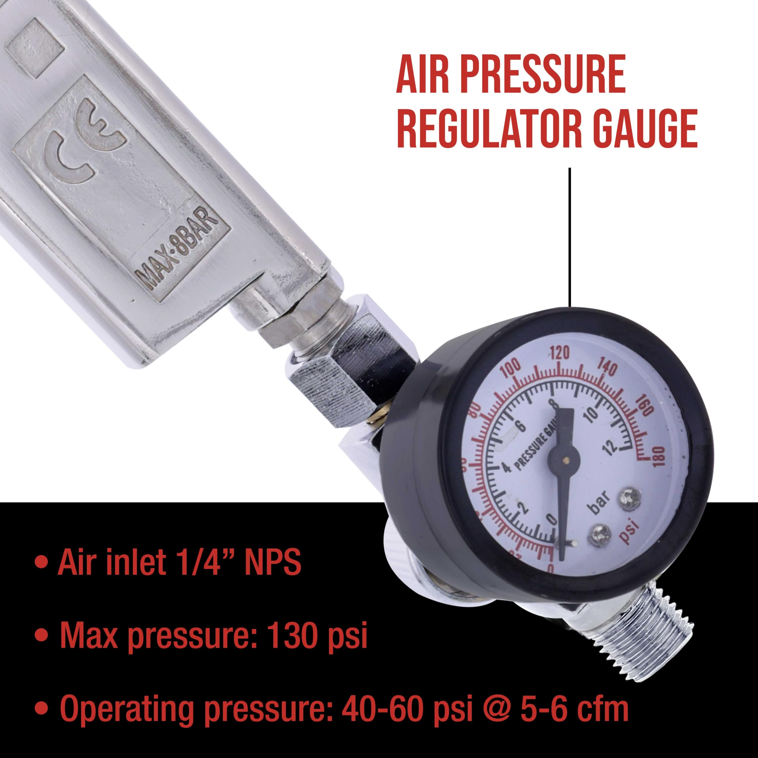 Custom Coat pressure regulator and gauge for consistent psi and simplified setup
